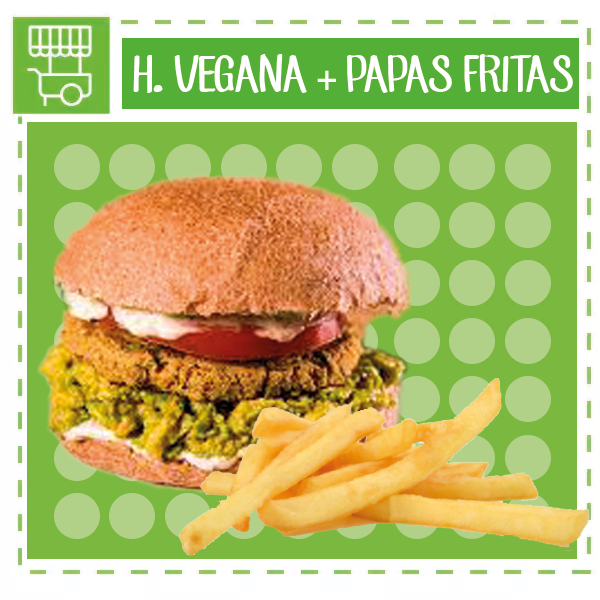 CARITO DE HAMBURGUESAS VEGANAS CON PAPAS FRITAS